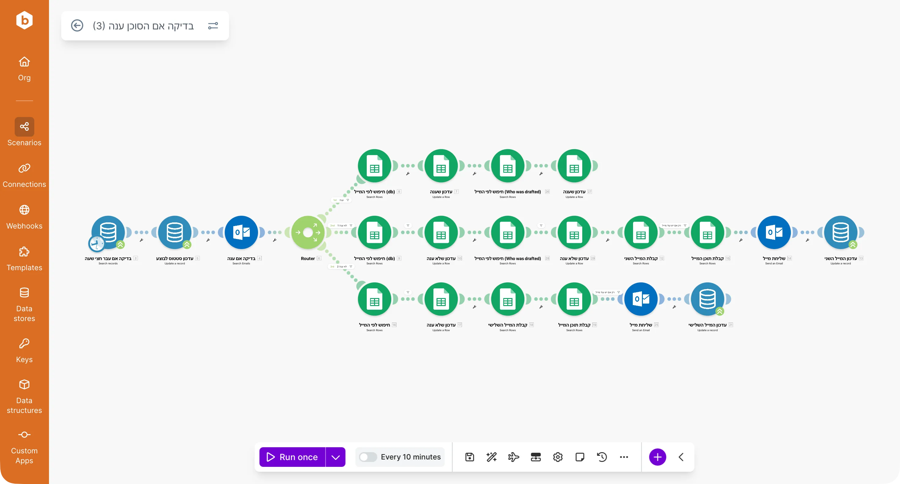 Make scenario: automatically checking which suppliers replied and updating statuses